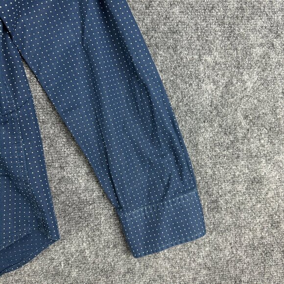Banana Republic Shirt Mens Medium Grant Fit Custom Wash Blue White Polka Dot - Picture 2 of 8
